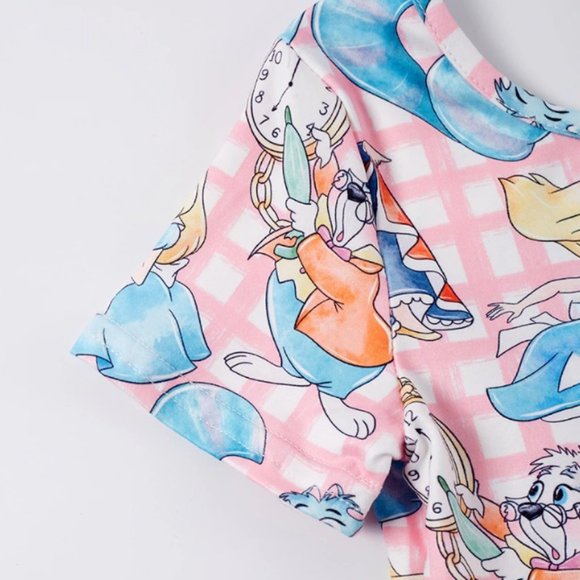 Boutique Alice in Wonderland Girls Short Sleeve Dress - Picture 3 of 5